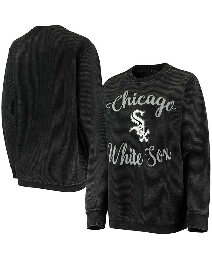 Women's Black Chicago White Sox Script Comfy Cord Pullover Sweatshirt