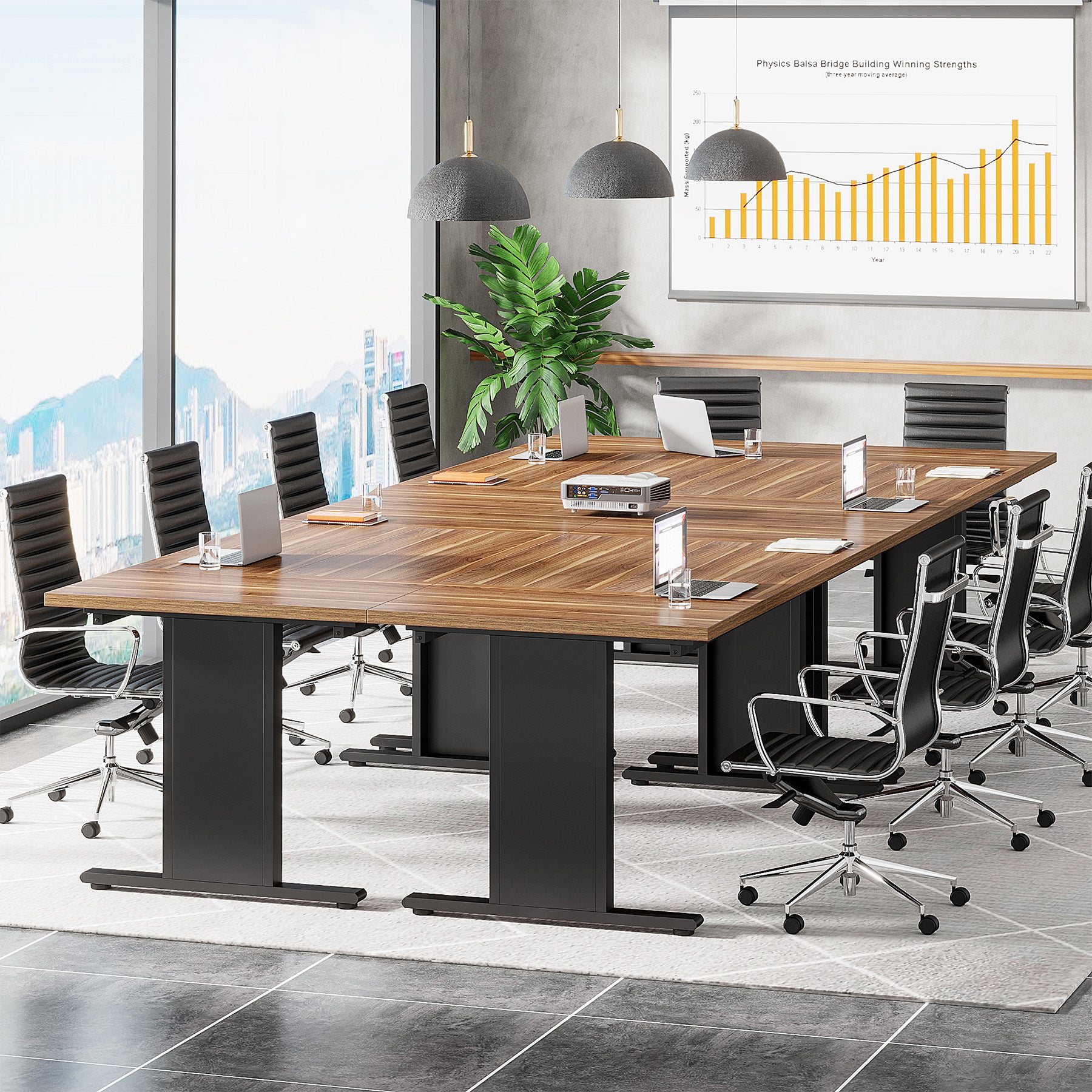 6FT Conference Table, 62.99” Rectangular Meeting Table Boardroom Desk