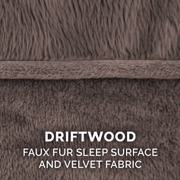 Furhaven Pet Products | Faux Fur and Velvet Pillow Sofa Pet Bed for Dogs and Cats， Driftwood Brown， Jumbo