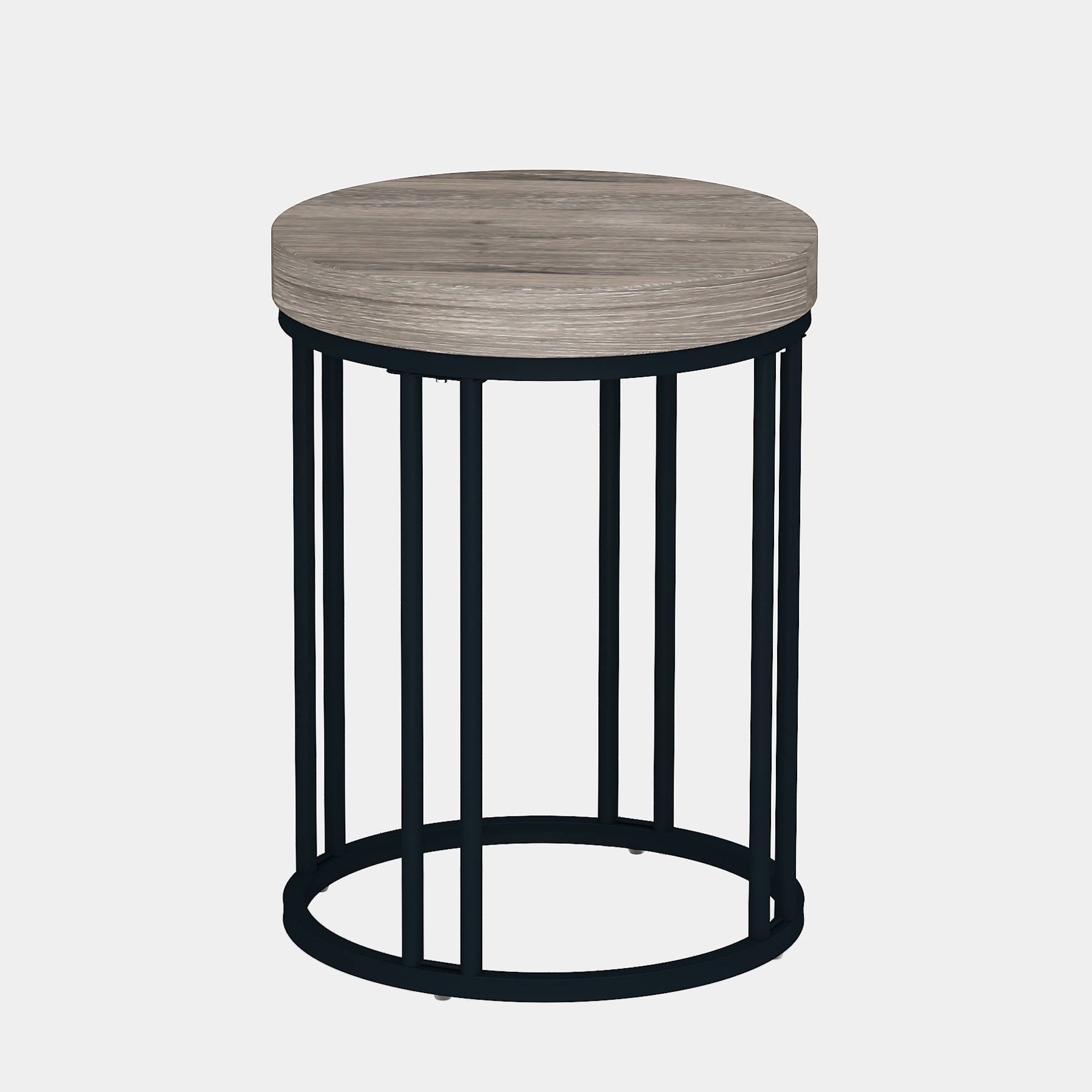 Round End Table, Small Accent Side Table with Metal Frame