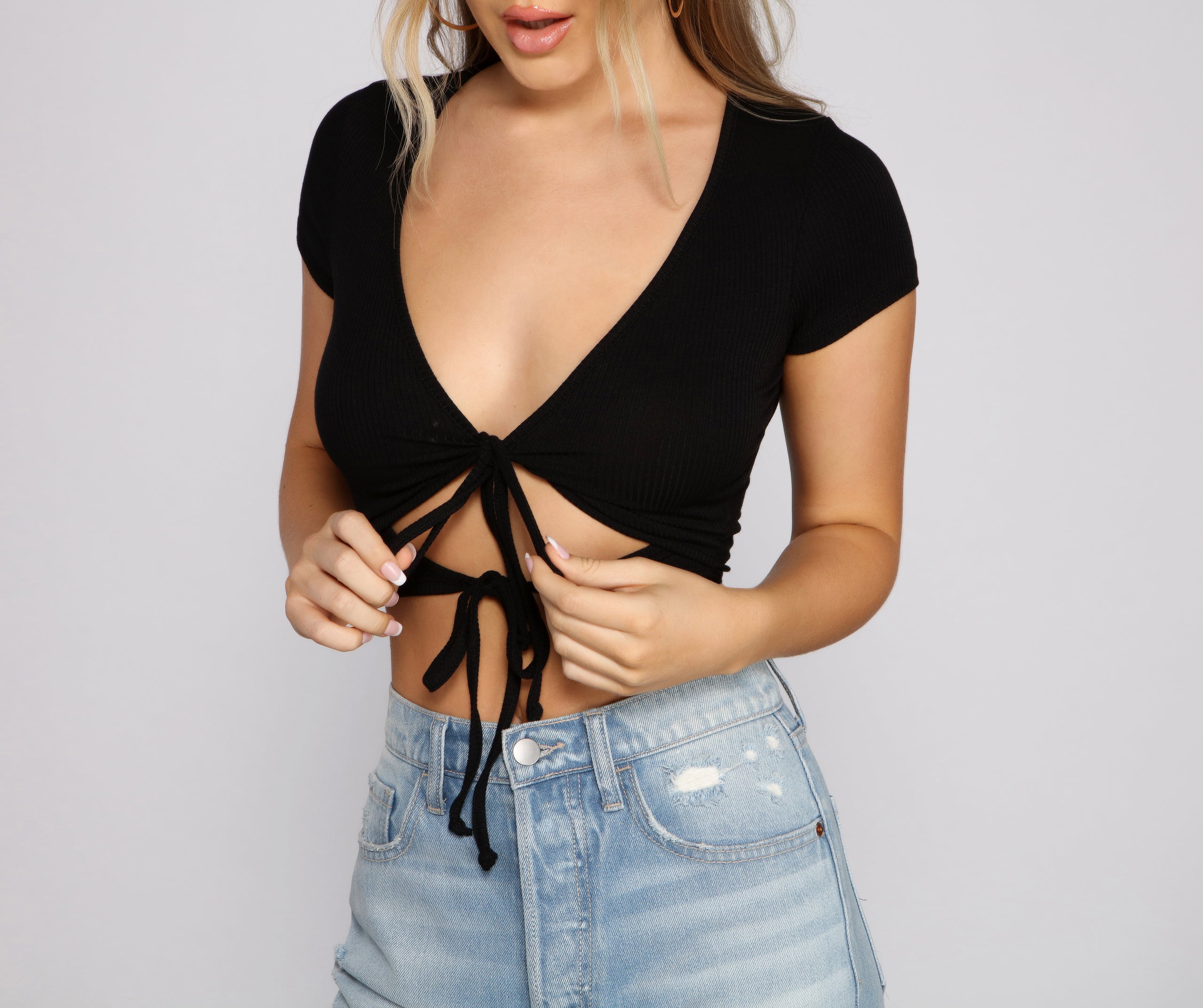 Taking The Plunge Tie Front Top