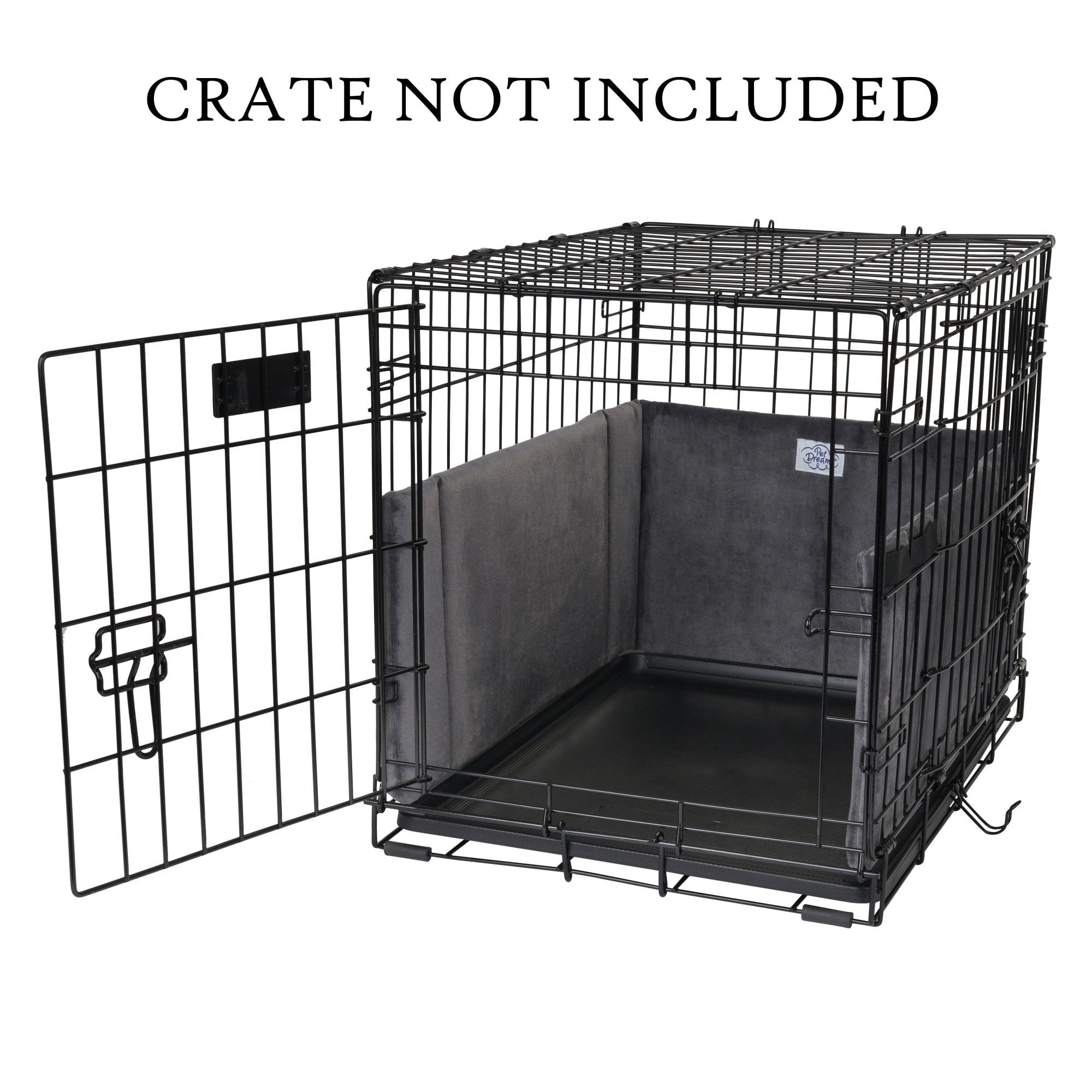 Pet Dreams Dog Crate Bumper - for Single Door and Double Door Dog Crate， Eco Friendly Bumper Pads for Wire Dog Crate， for Paw， Collar， Dog Tail Protector， Graphite Grey， X Small  18 Inch Dog Bumper