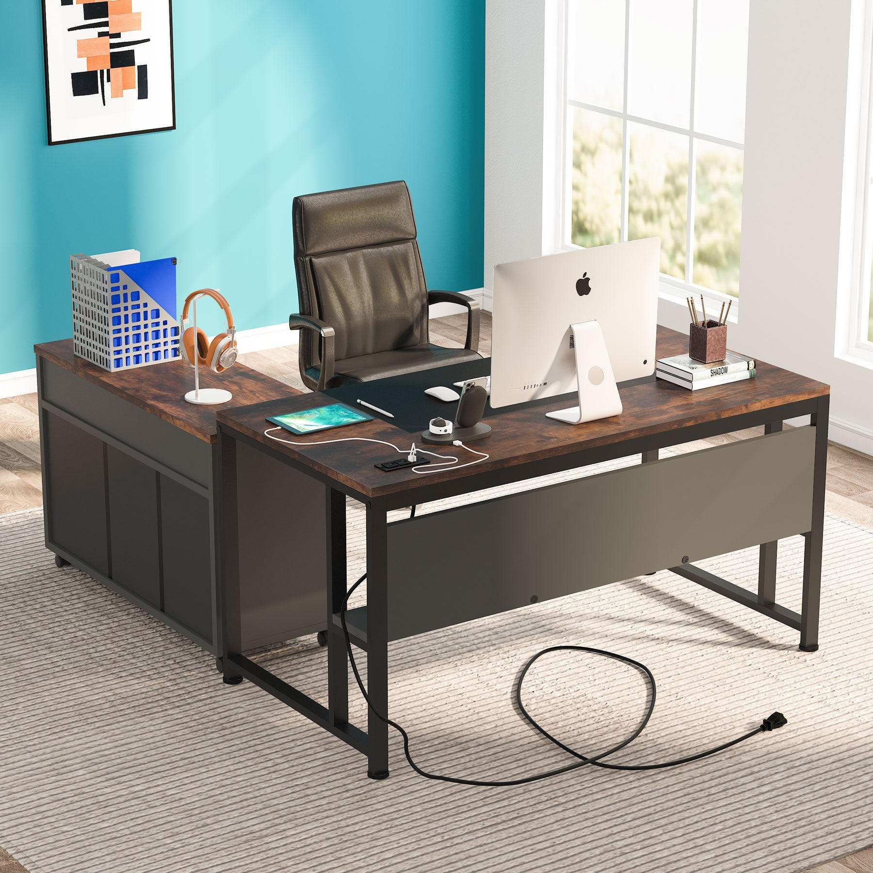 Rusitc L-Shaped Desk, 55