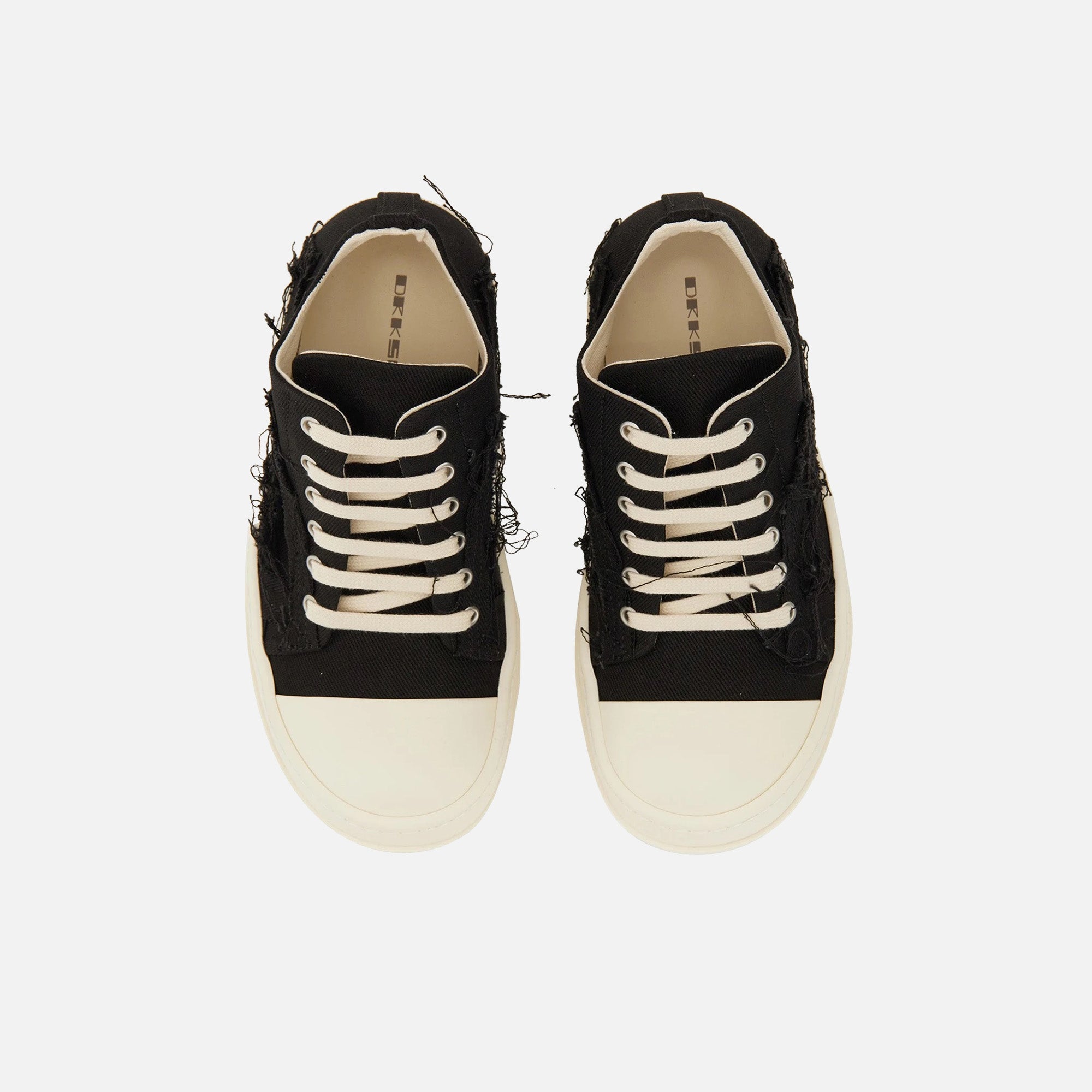 Rick Owens DRKSHDW Slashed Low Sneaks - Black / Milk / Milk Scarpe