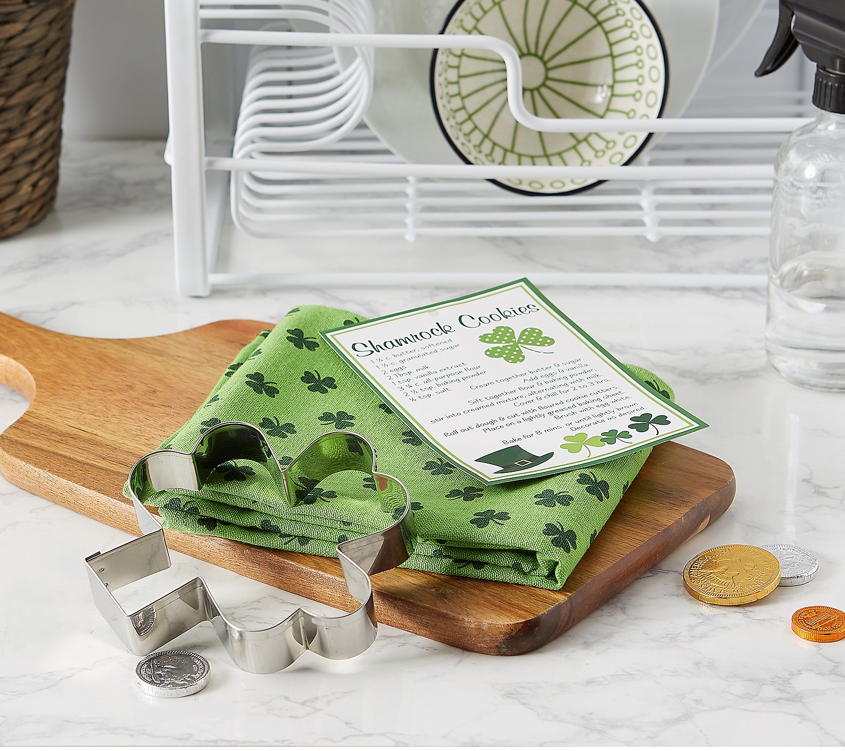 Design Imports Shamrock Kitchen Towel Cookie Cutter Gift Set