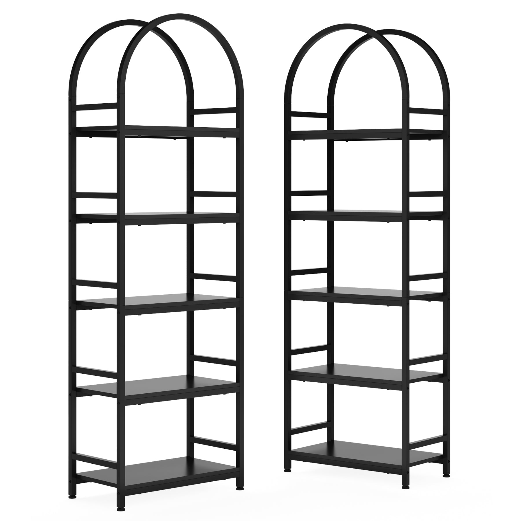 4-Tier / 5-Tier Bookshelf, Arched Bookcase Display Rack with Storage Shelves