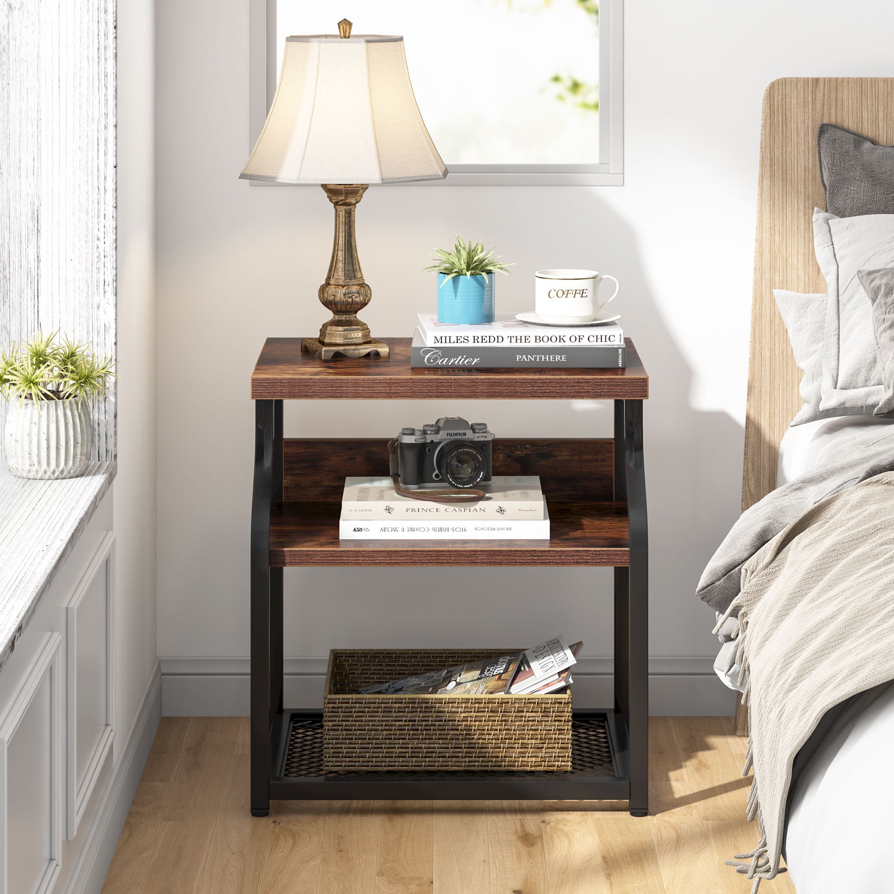 3-Tier End Table Side Table Nightstand for Small Space