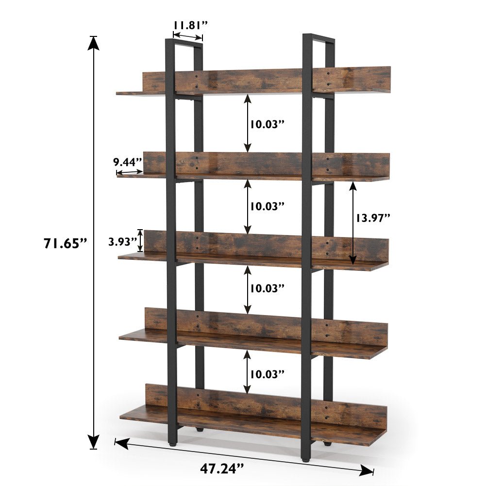 5-Shelf Bookshelf, Freestanding Etagere Bookcase Display Shelf