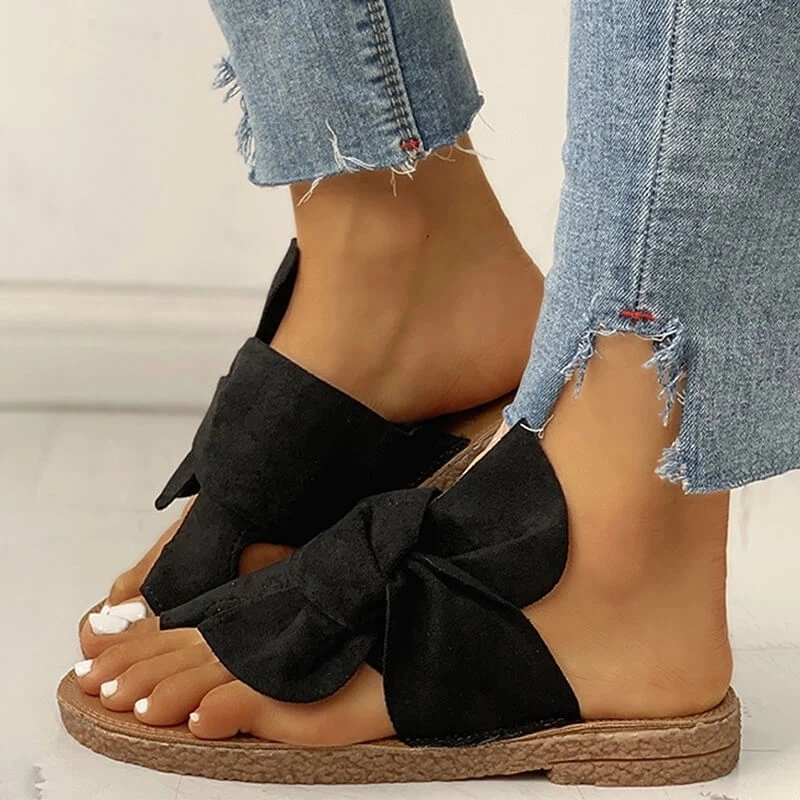 Flat non-slip bow sandals