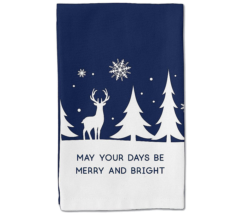Young's Inc. Set of 2 Cotton Christmas Midnight Kitchen Towel
