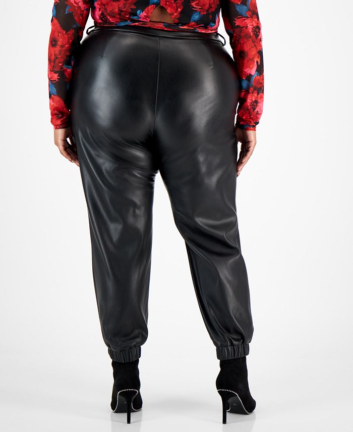Plus Size Faux-Leather Jogger Pants， Created for Macy's
