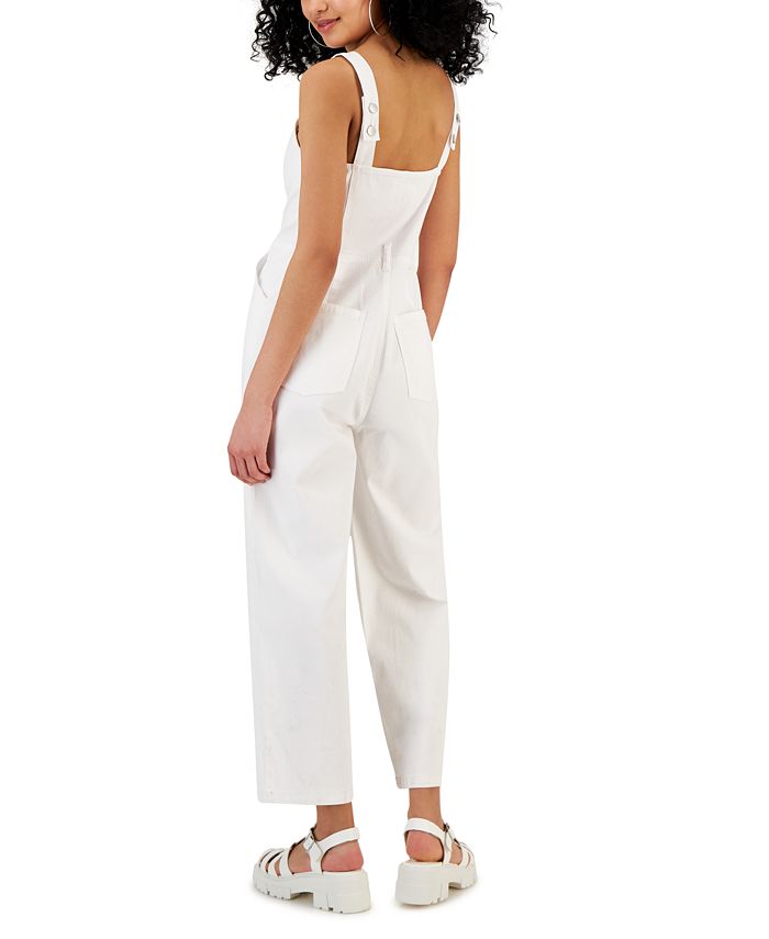 Juniors' Sleeveless Button-Front Jumpsuit