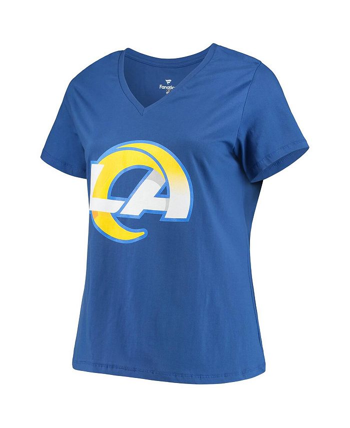 Women's Branded Matthew Stafford Royal Los Angeles Rams Plus Size Player Name and Number V-Neck T-shirt