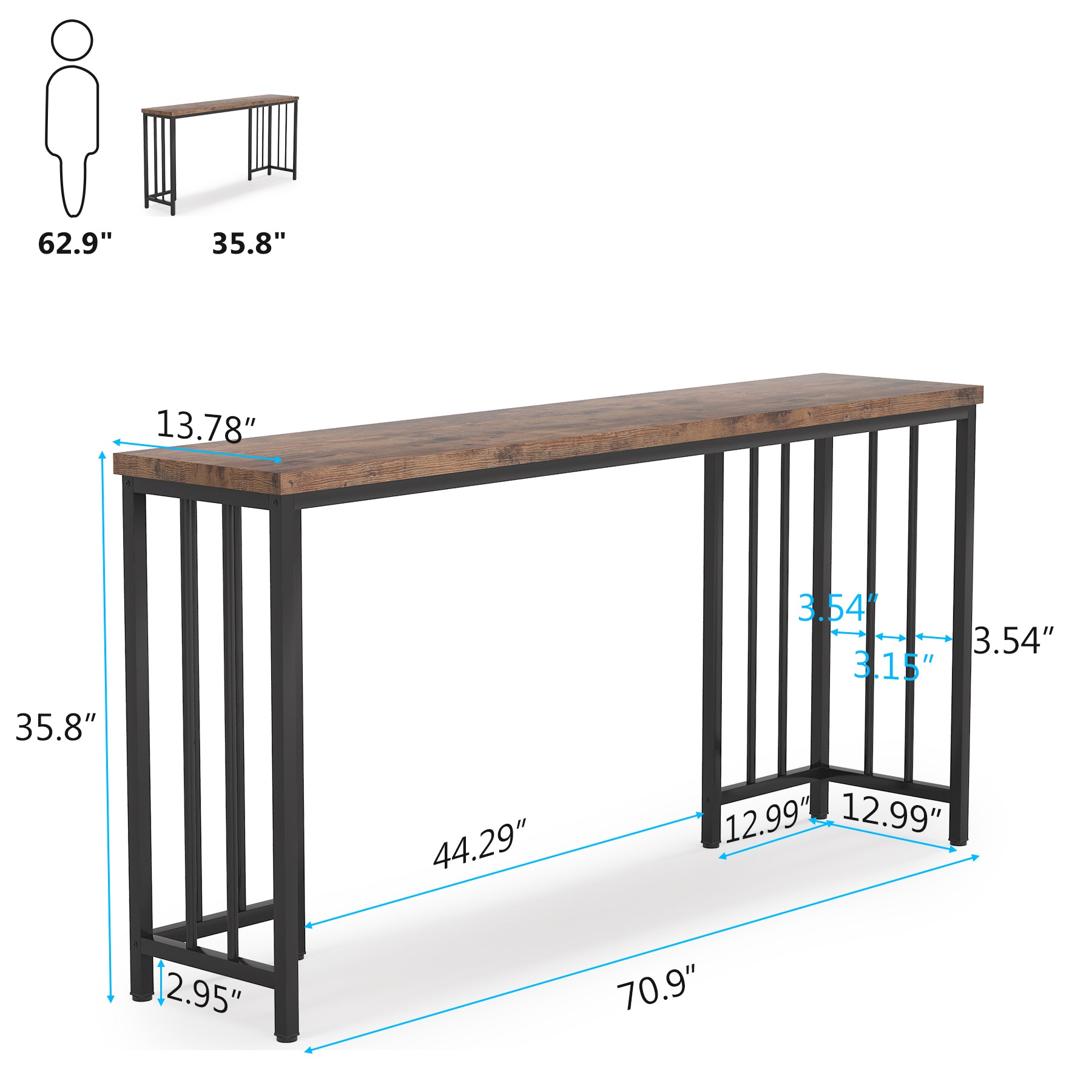 Narrow Console Table, 70.9