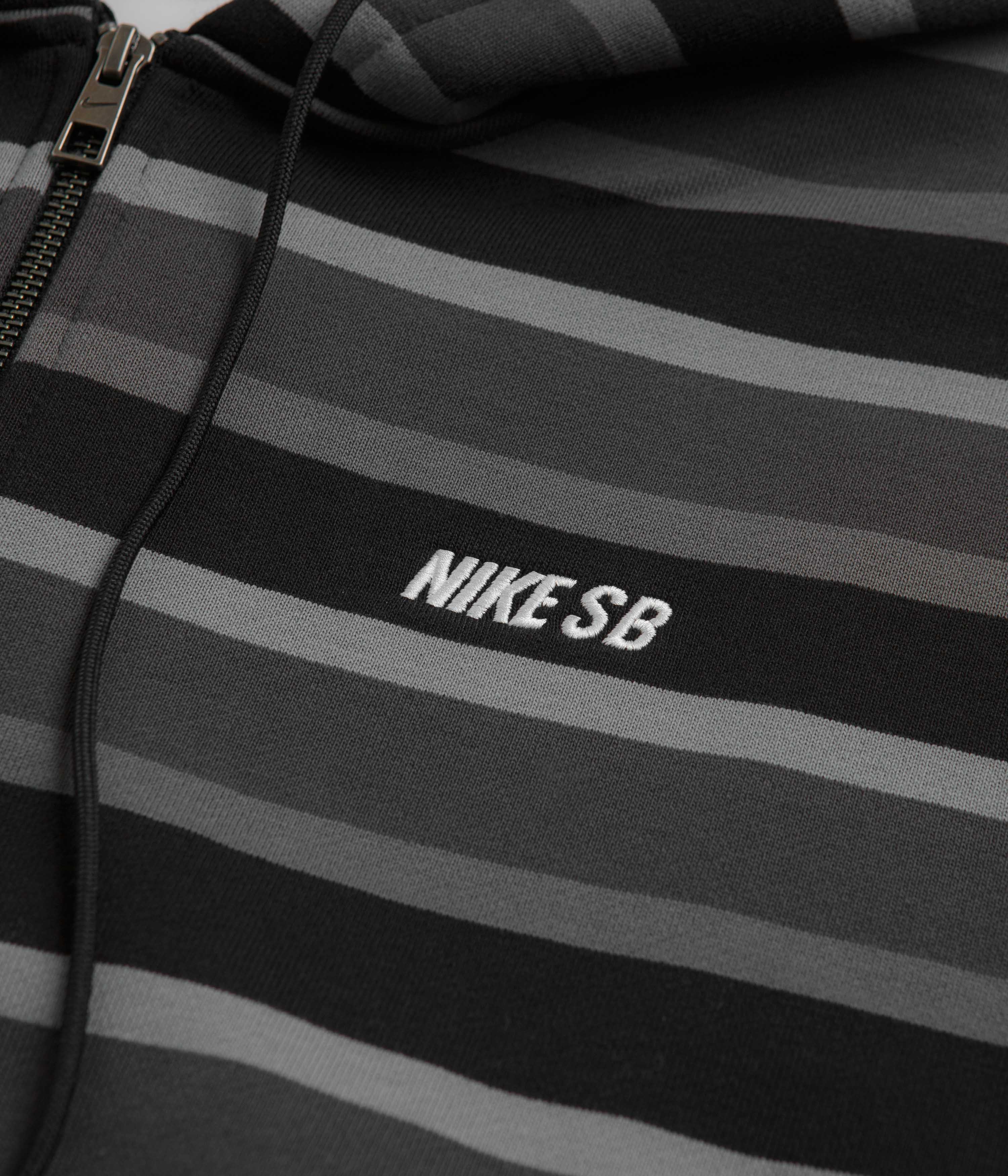 Nike SB Striped Full Zip Hoodie - Cool Grey / Anthracite / White