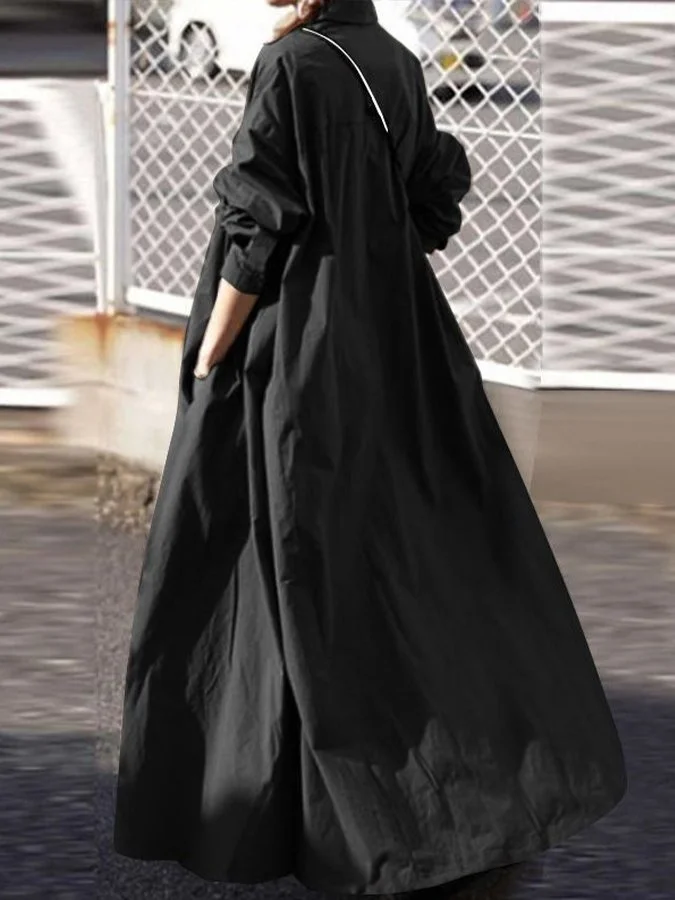 Women's Solid Color Shirt Long Sleeve Casual Dress