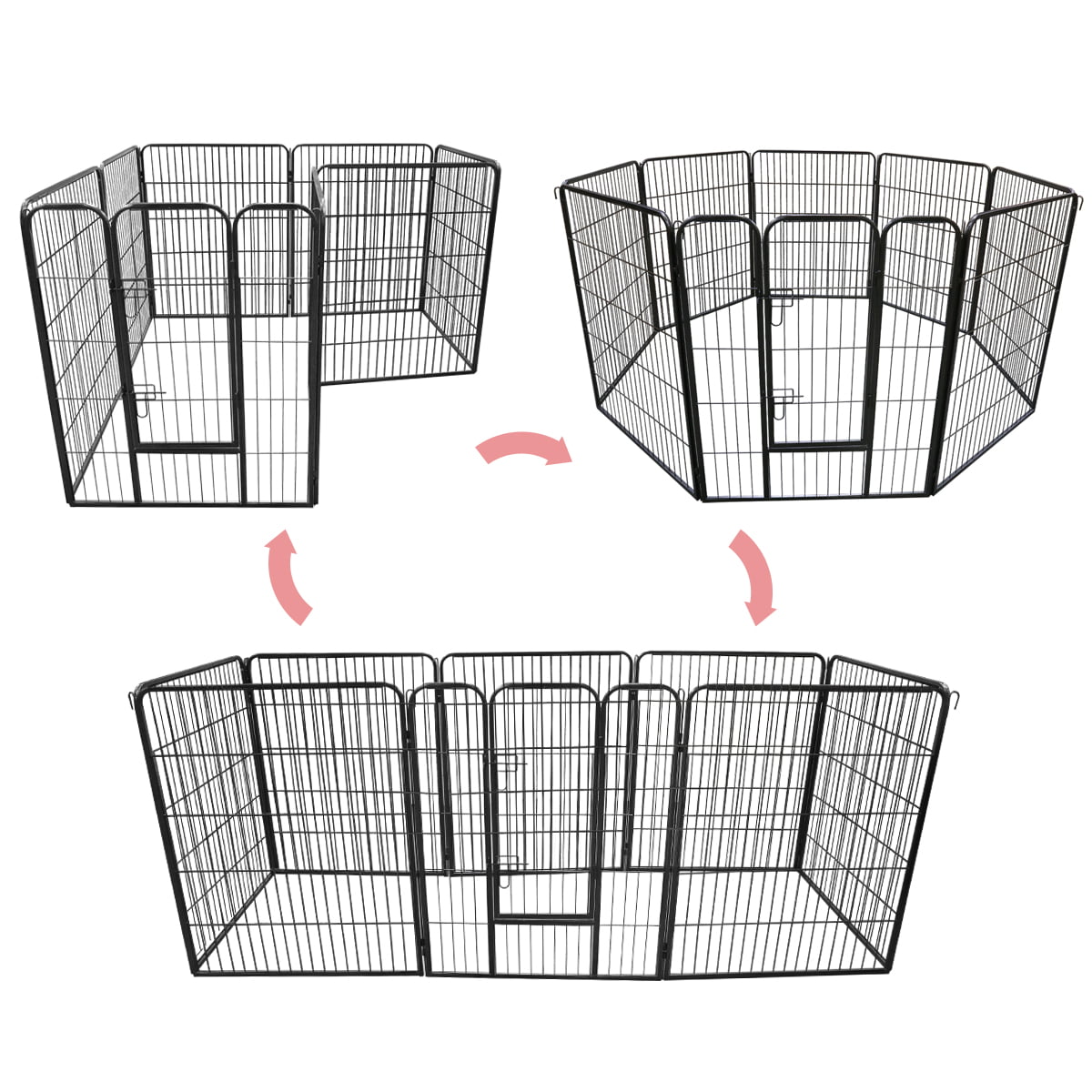Geniqua 40 Inch 16 Panel Heavy Duty Metal Pet Dog Playpen Kennel Exercise Fence Cage