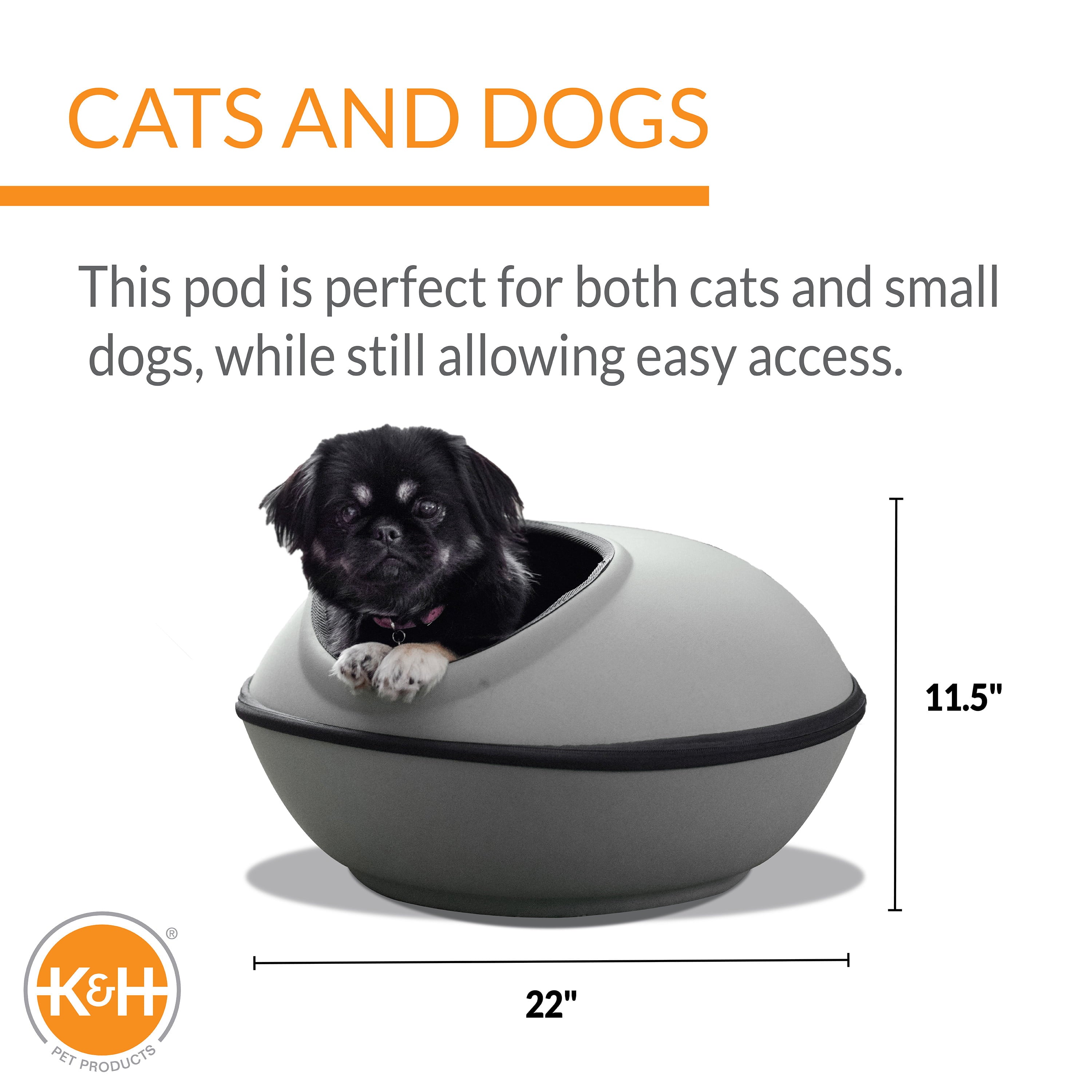 KandH Pet Products Mod Dream Pod Cat Bed， Gray/Black