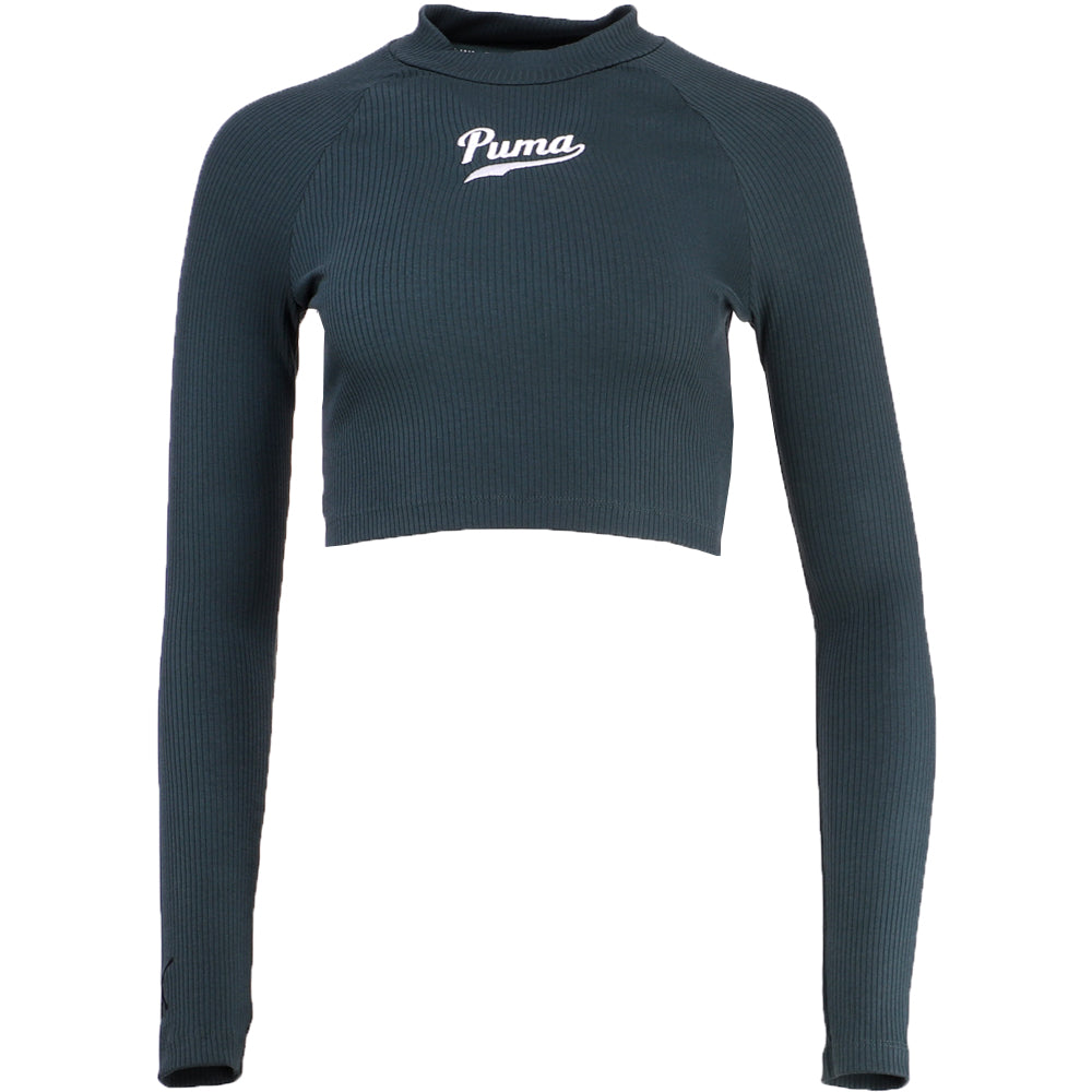 Varsity Mock Neck Long Sleeve Crop Top