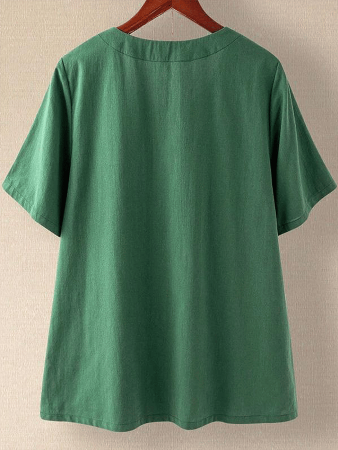 Women's Cat Print Short Sleeve Shirt