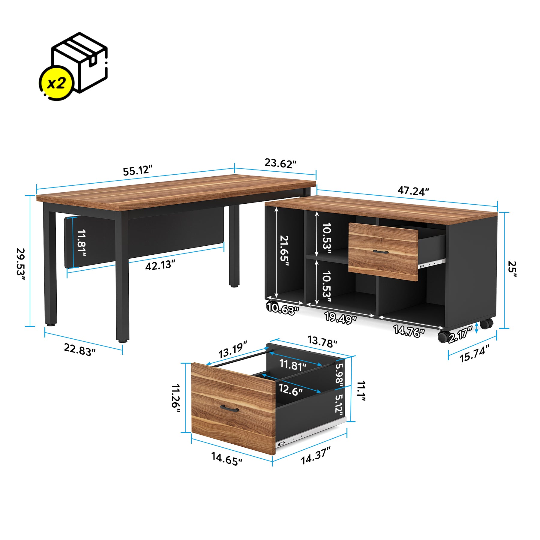 Industrial L-Shaped Desk, 55