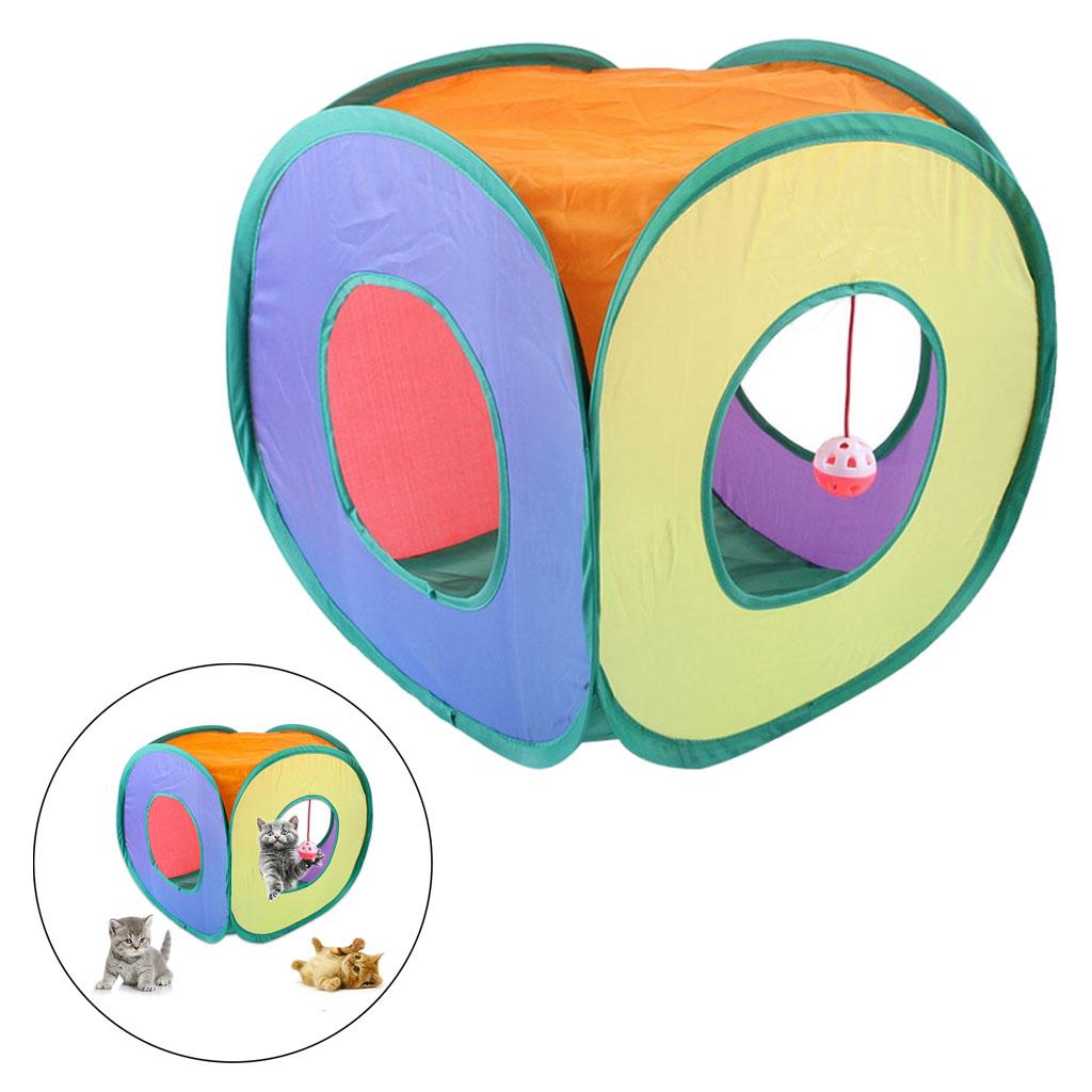 Cat Tunnel， Collapsible Tent Toy， Flexible 3 Holes Covered Funny Square for Outdoor Indoor Rabbit Dogs Cat Toys