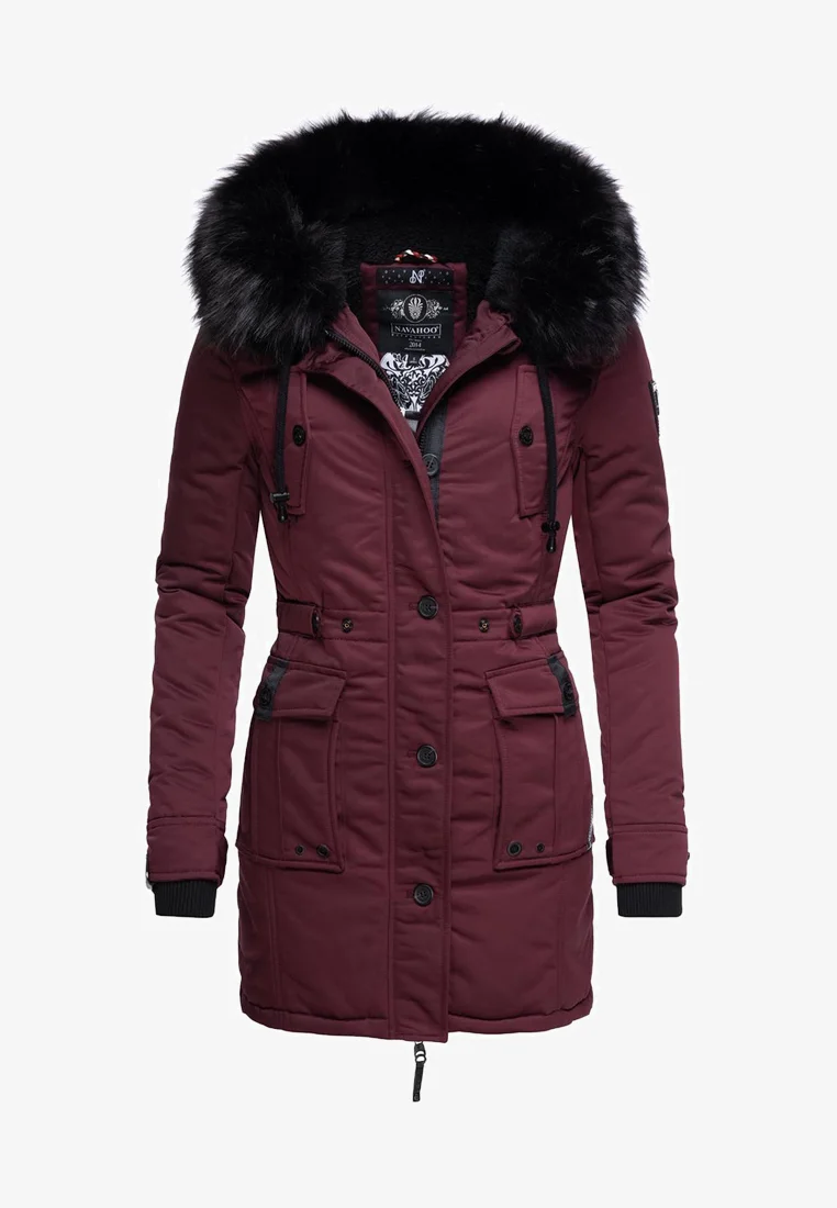 Black fur collar parka black