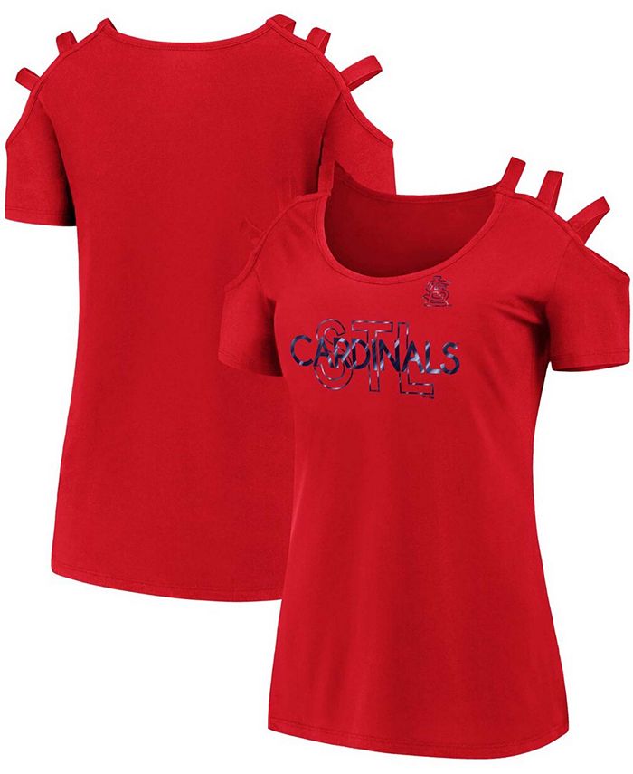 Women's Red St. Louis Cardinals Three Strap Open Shoulder T-shirt