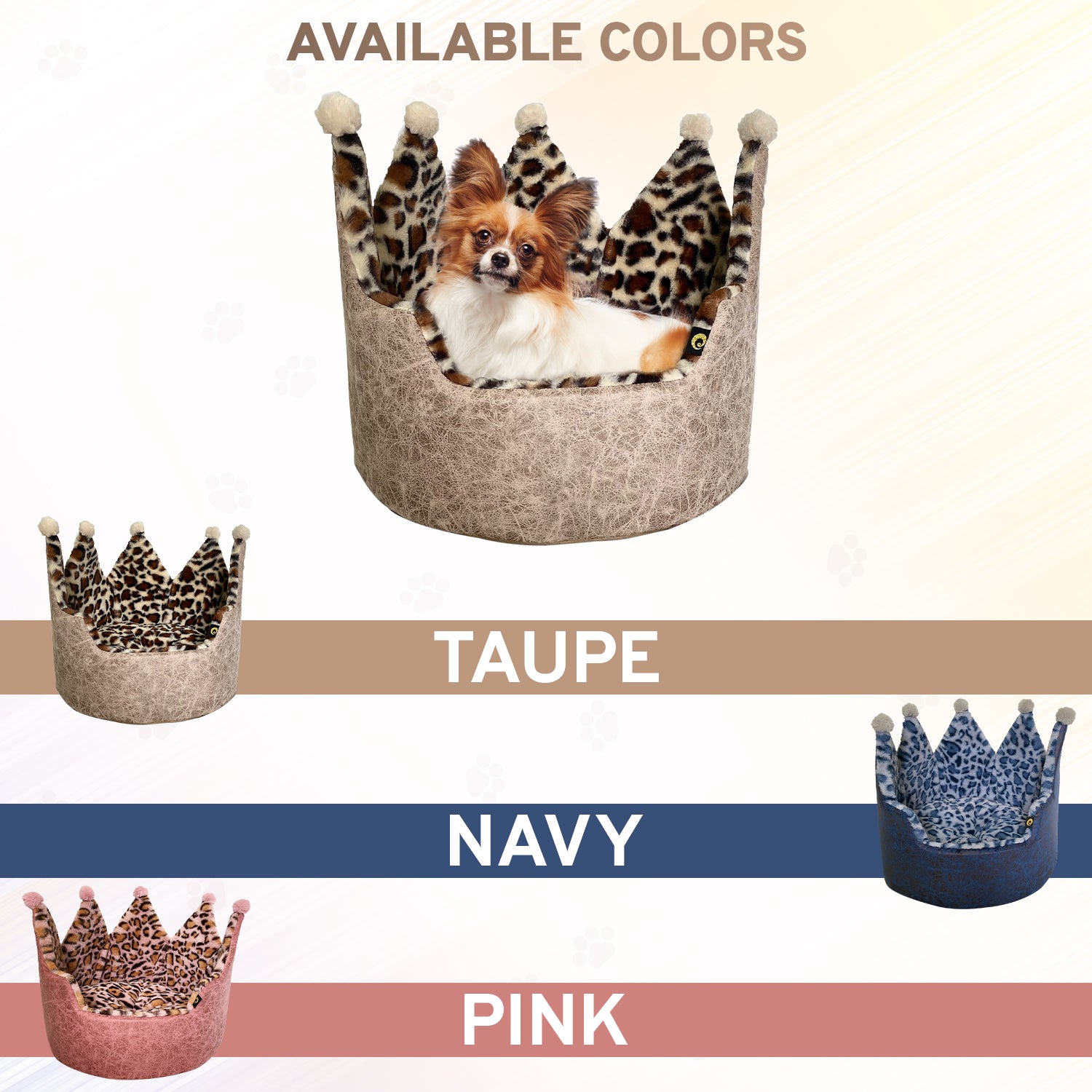 Precious Tails Leopard Print Crown Cat Dog Pet Bed - Small