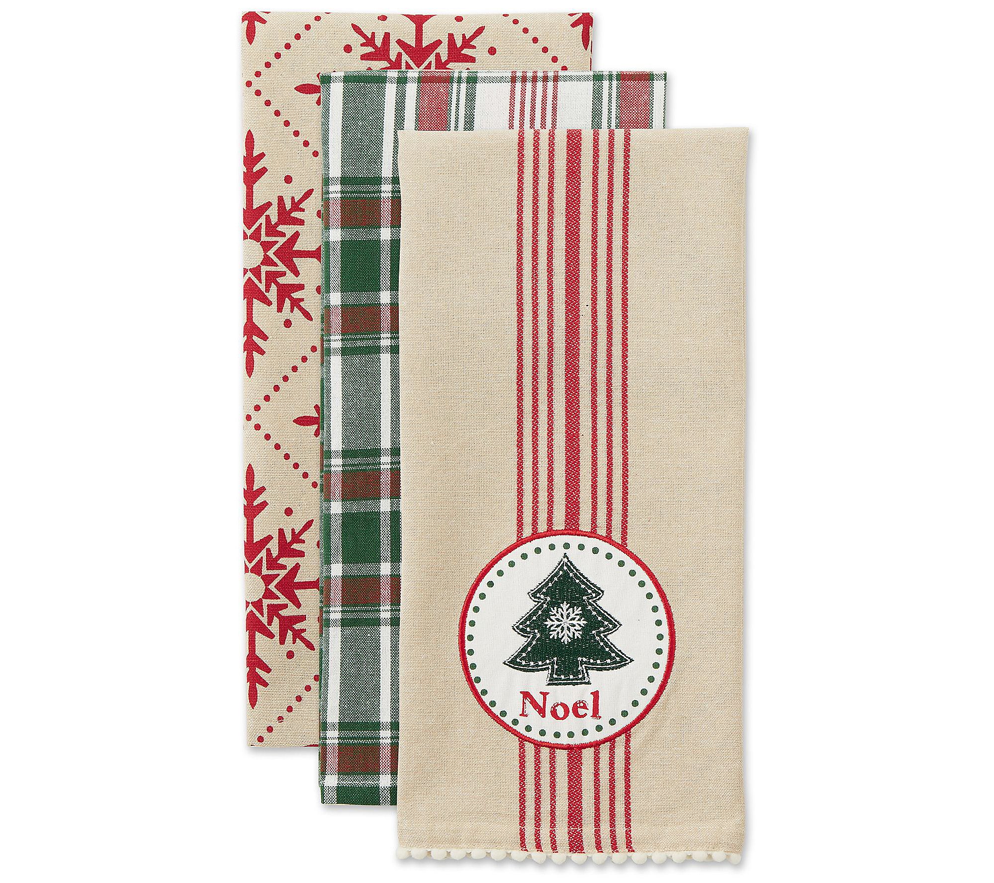 Design Imports Set of 3 Assorted Noel Tree Kitc hen Towels