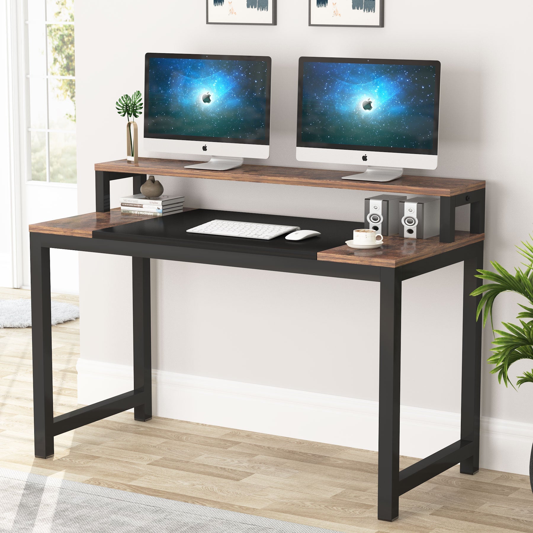 Multipurpose Computer Desk Home Office Desk with Monitor Stand