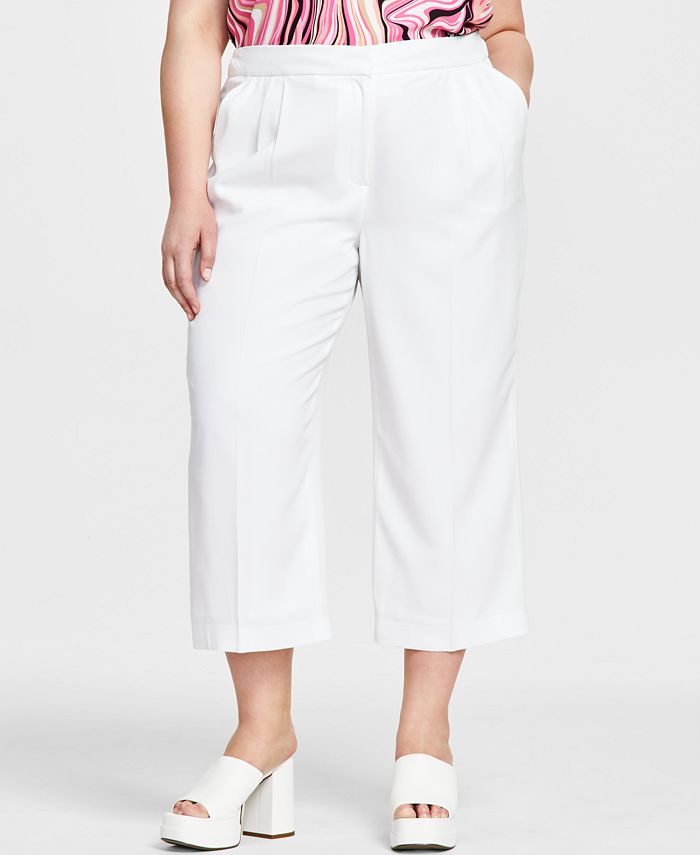 Plus Size Crepe Wide-Leg Ankle Pants， Created for Macy's