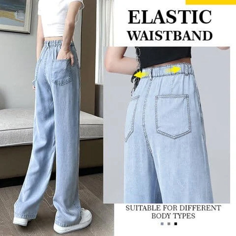 Ice Silk Wide Leg Jeans