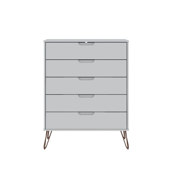 Rockefeller 5-Drawer Tall Dresser and 6-Drawer Wide Dresser in White