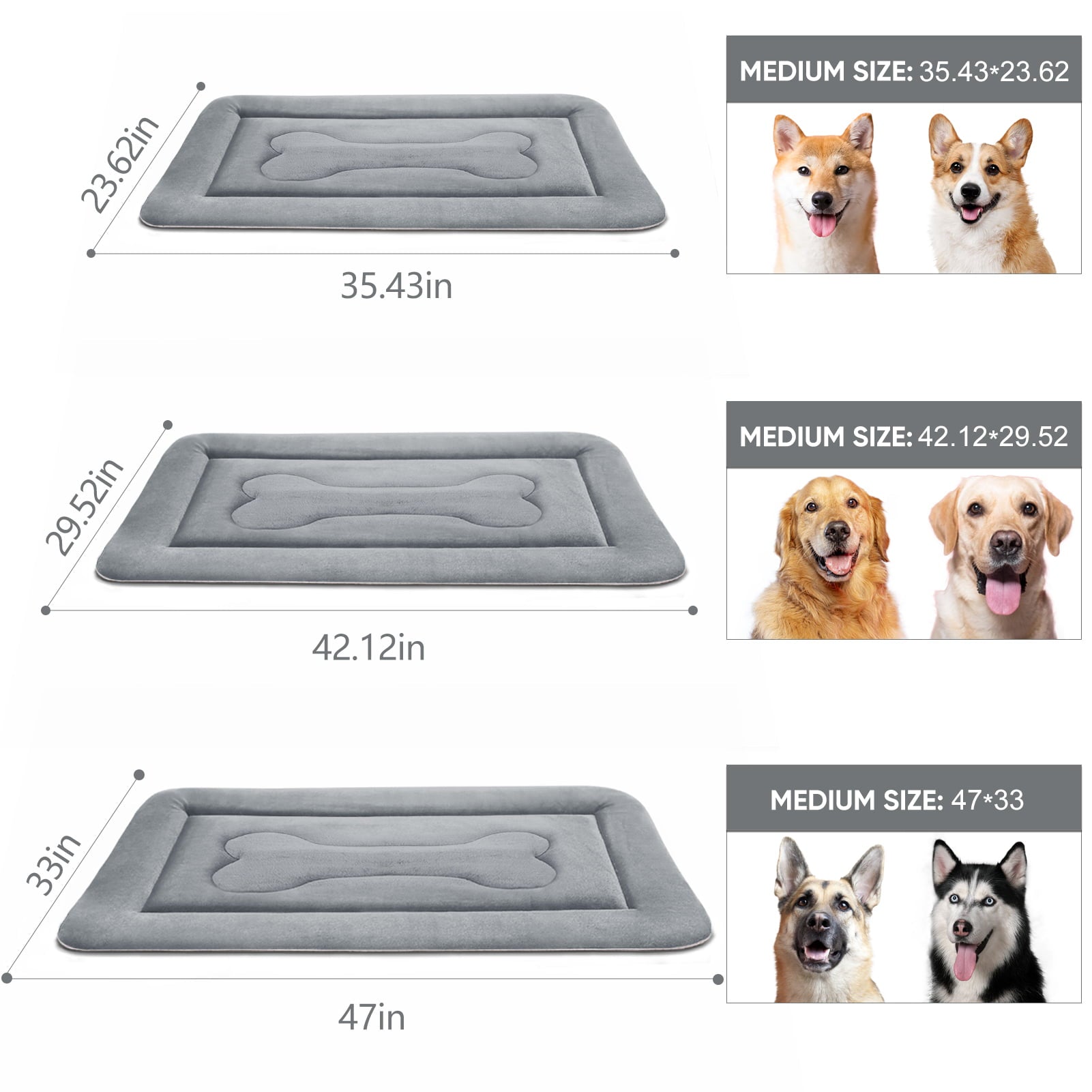 PROCIPE Large Dog Bed Big Crate Mat 47in Anti-Slip Washable Soft Mattress Kennel Pads