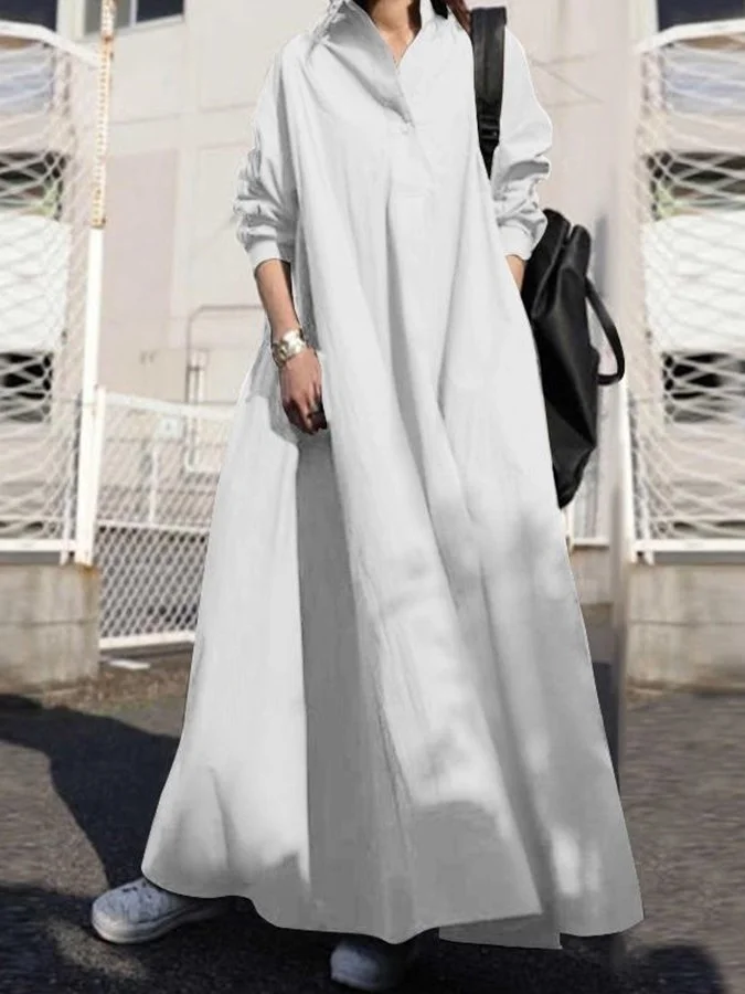 Women's Solid Color Shirt Long Sleeve Casual Dress