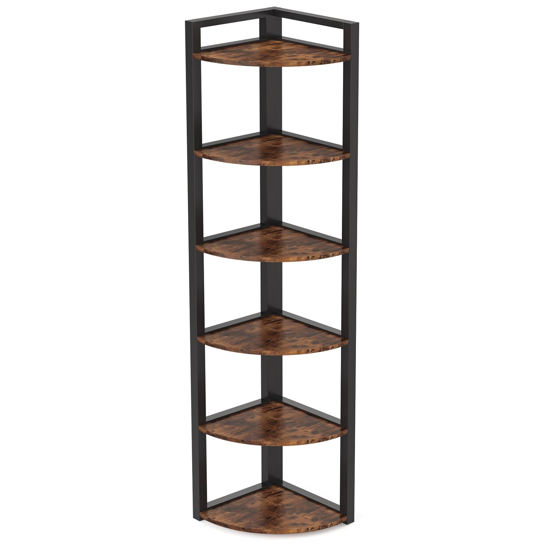 6-Tier Corner Shelf, Small Corner Bookshelf Storage Rack