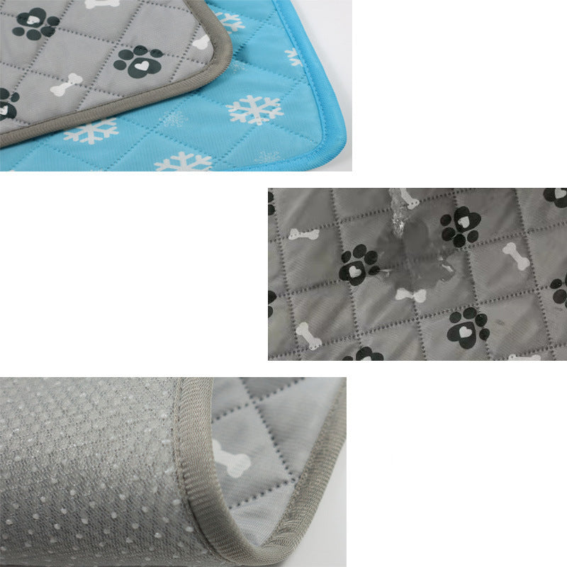 SAYTAY Cooling Mat， Pet Cooling Pad for Dogs Cats Breathable Ice Silk Self Cooling Pet Bed Washable Comfort Pad Blanket Sleep Mat Ideal for Home Travel Car (Snowflake)