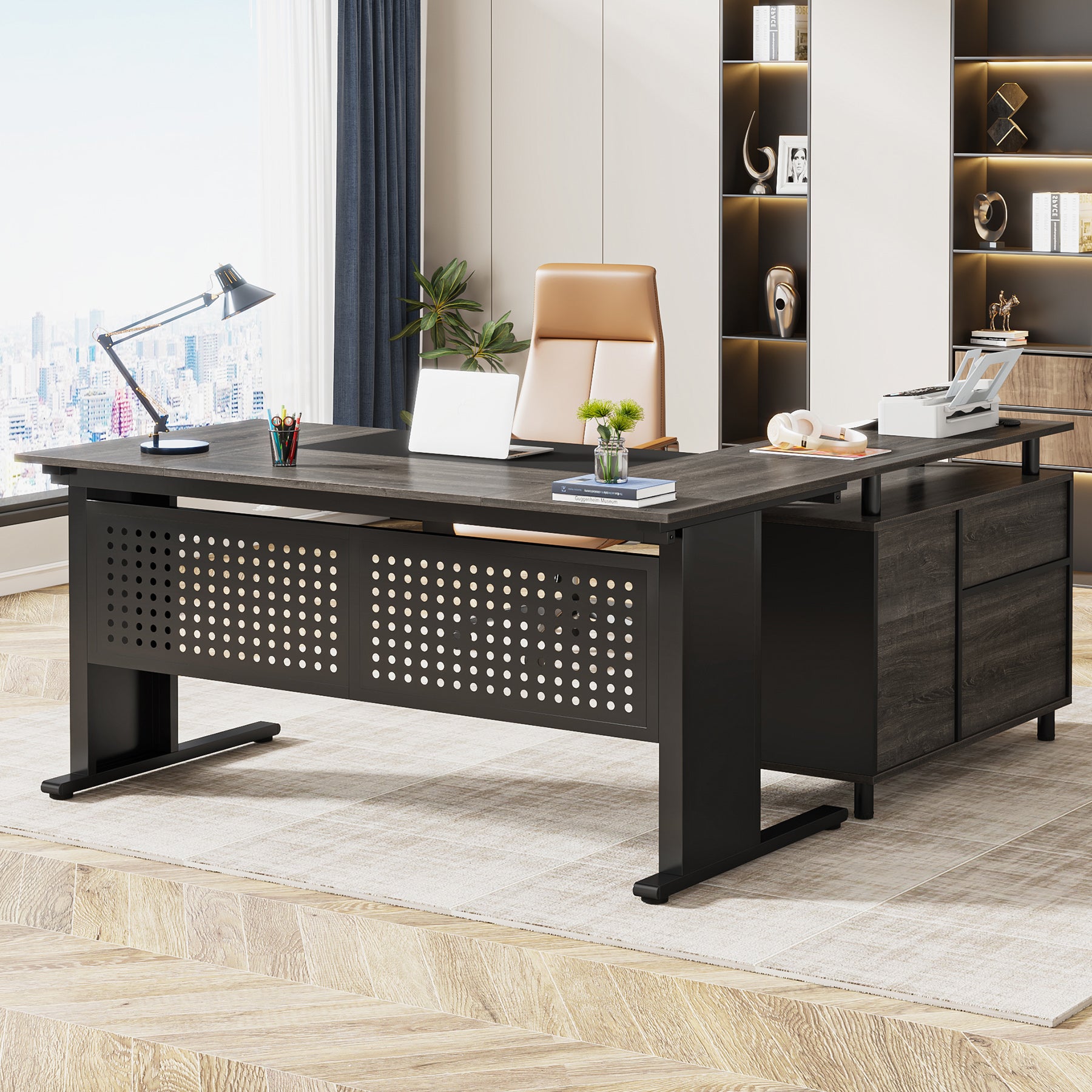 Industrial L-Shaped Desk, 63