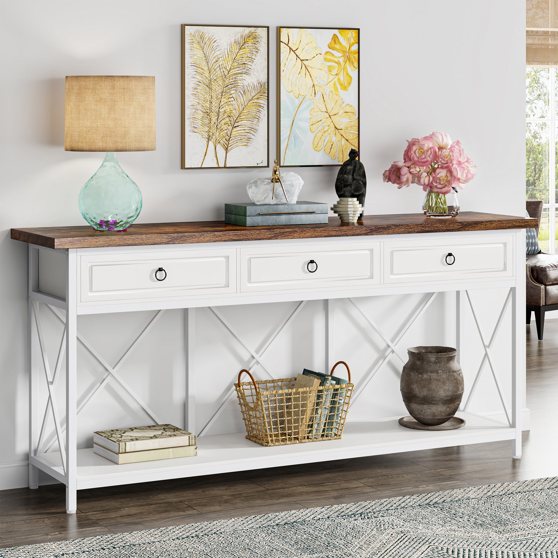 3-Drawer Console Table, 70.8