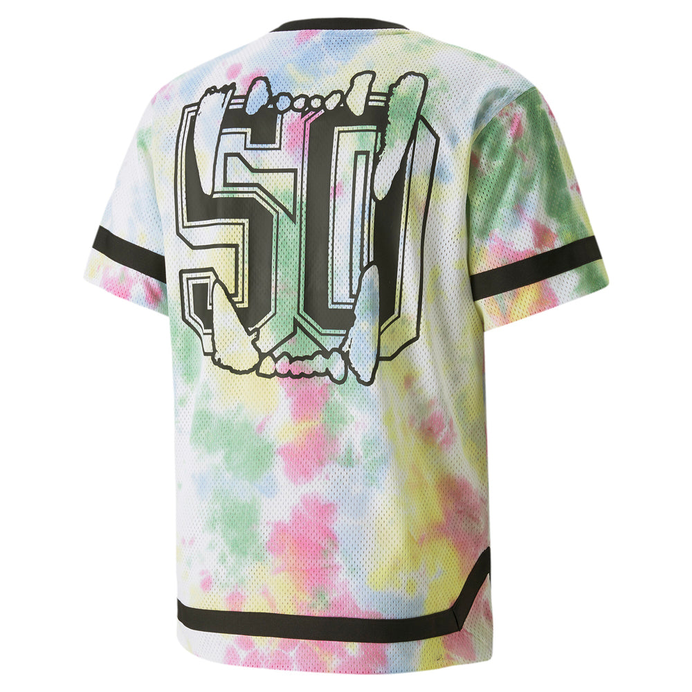 Summer League Tie-Dye Graphic Crew Neck Short Sleeve Athletic T-Shirt