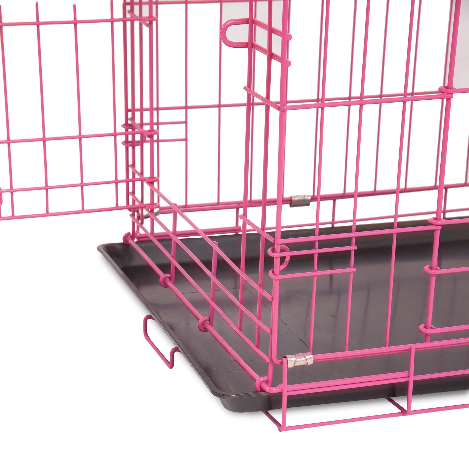 Petmate 24 Inch Adjustable Puppy Dog 2 Door House Training Crate Kennel， Pink