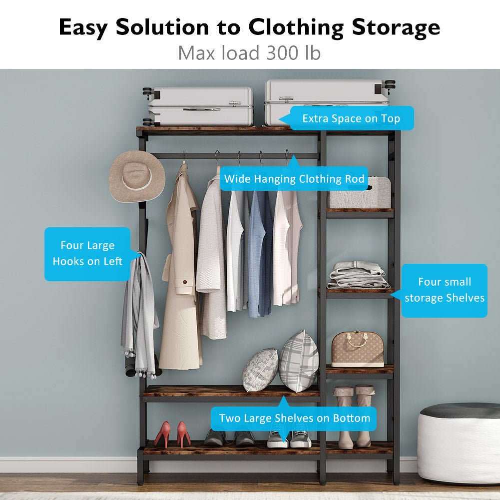 Freestanding Closet Organizer, Heavy Duty Clothes Shelf