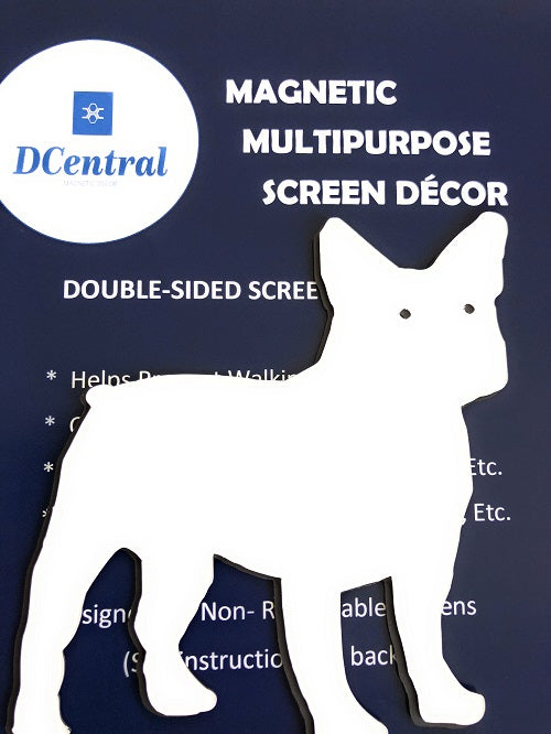 DCentral French Bulldog Flexible Screen Magnet: Double-Sided Décor; For NON-RETRACTABLE Screens， Multipurpose， Helps to Stop Walking into screens， Covers small tears in Screens， . Size 5.3