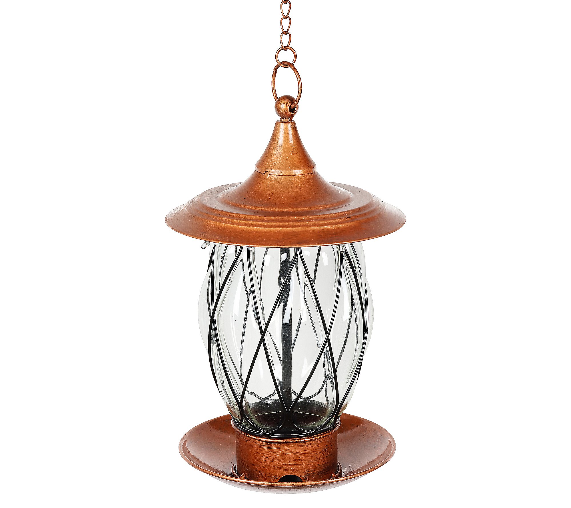 Exhart Solar Metal and Glass Bird Feeder