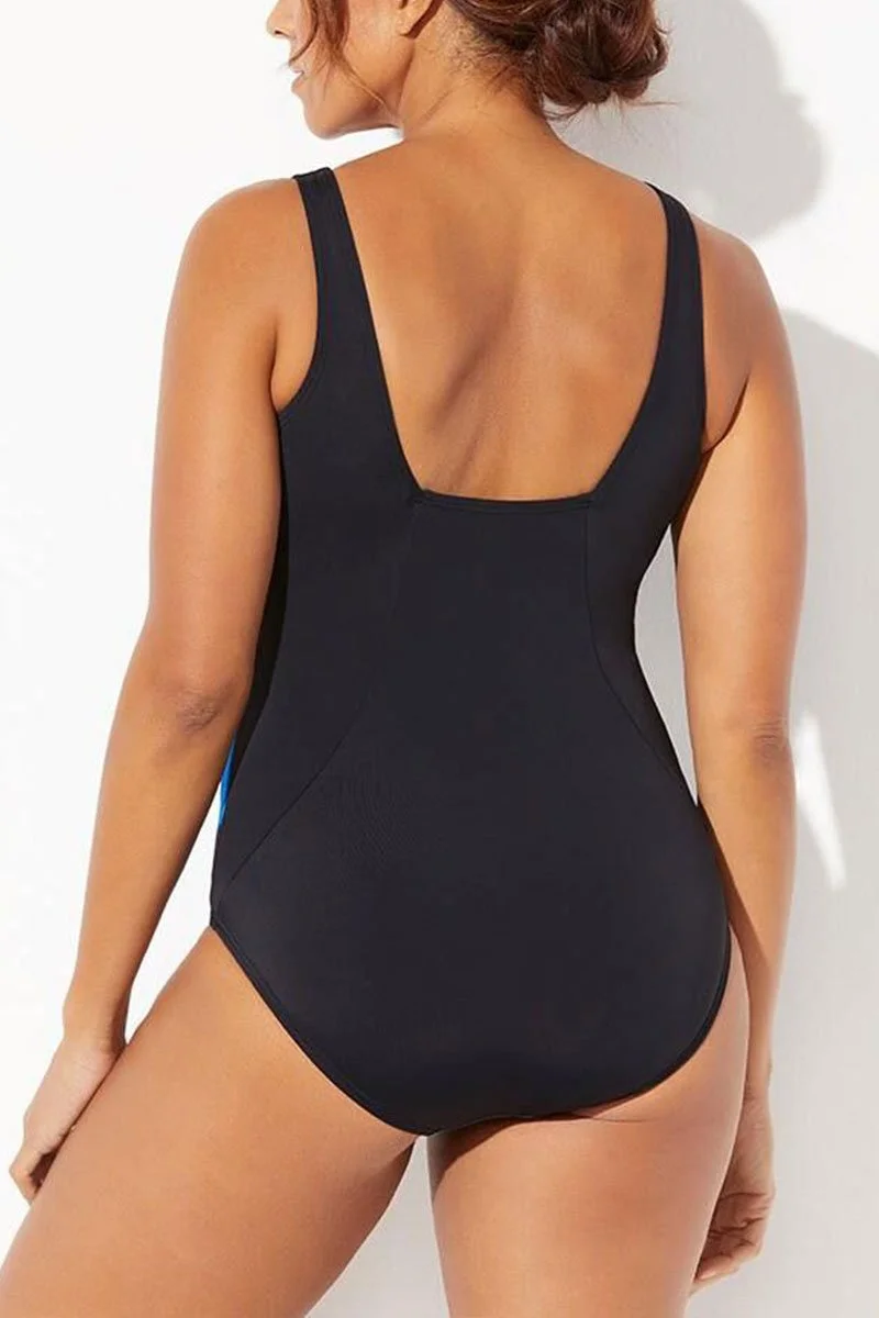 CHLORINE RESISTANT SQUARE NECK ONE PIECE SWIMSUIT