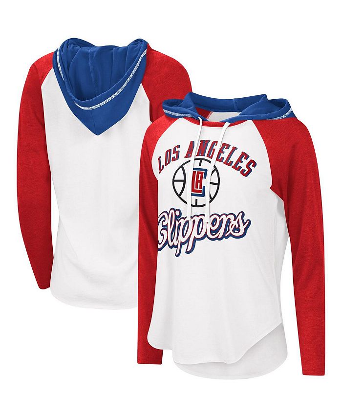 Women's White LA Clippers MVP Raglan Hoodie Long Sleeve T-shirt