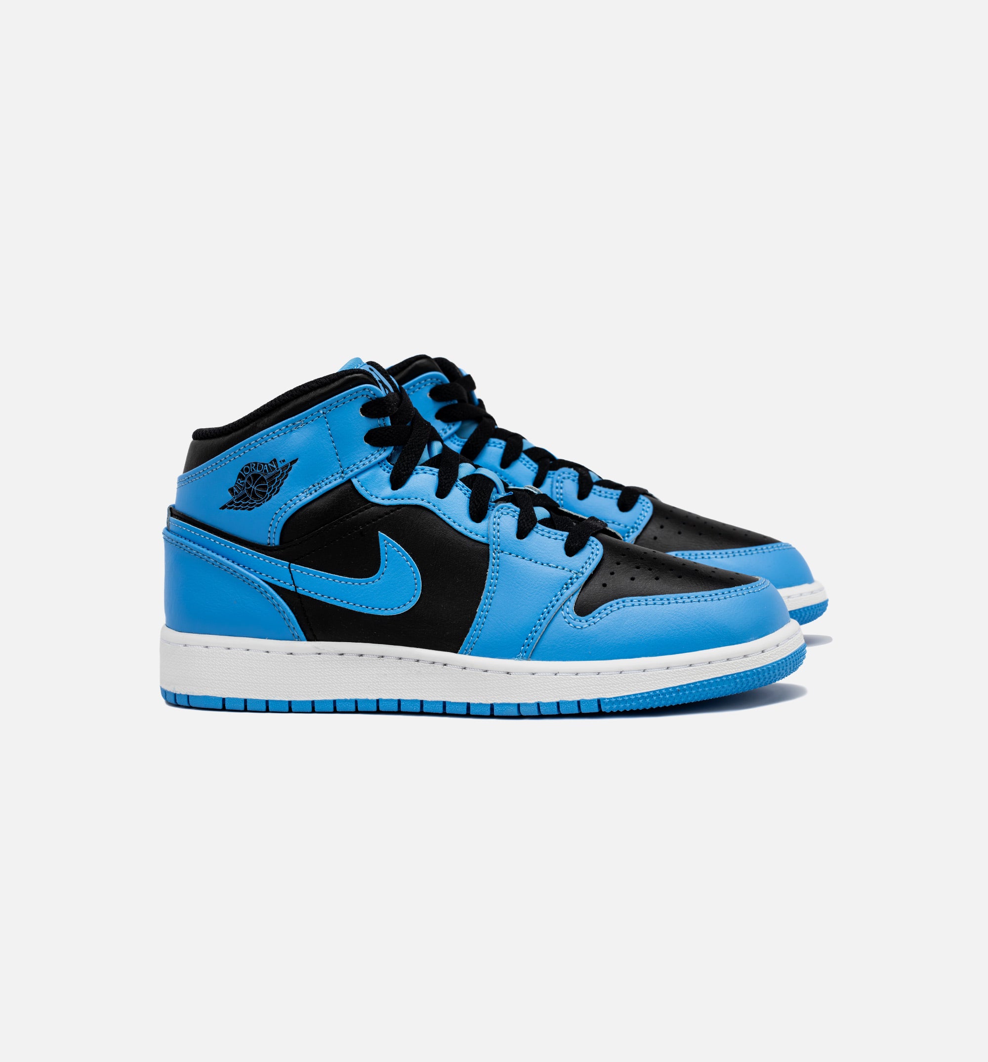 Air Jordan 1 Retro Mid University Blue Grade School Lifestyle Shoe - Black/Blue