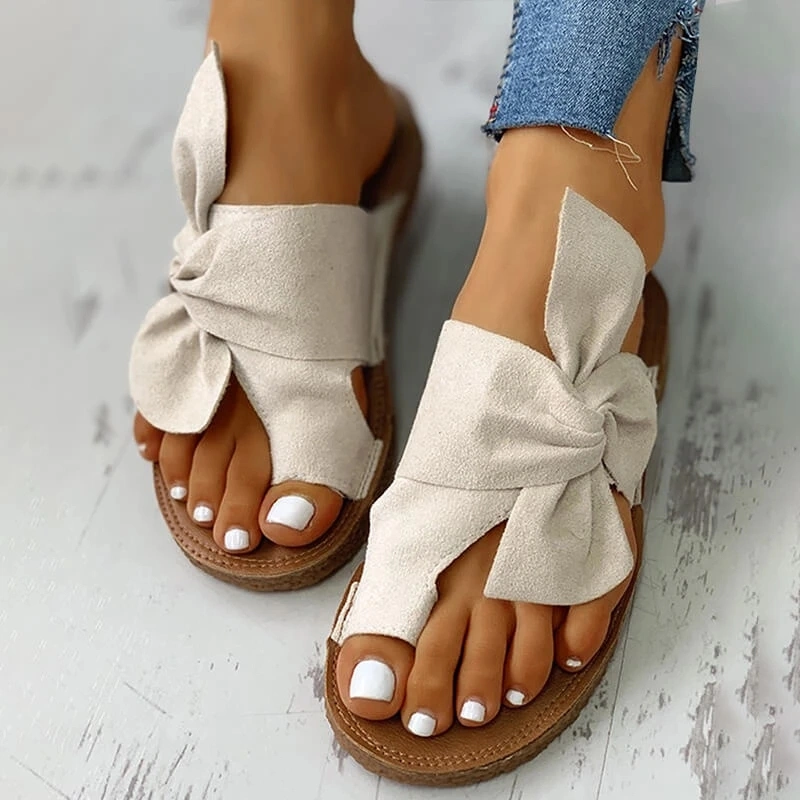 Flat non-slip bow sandals