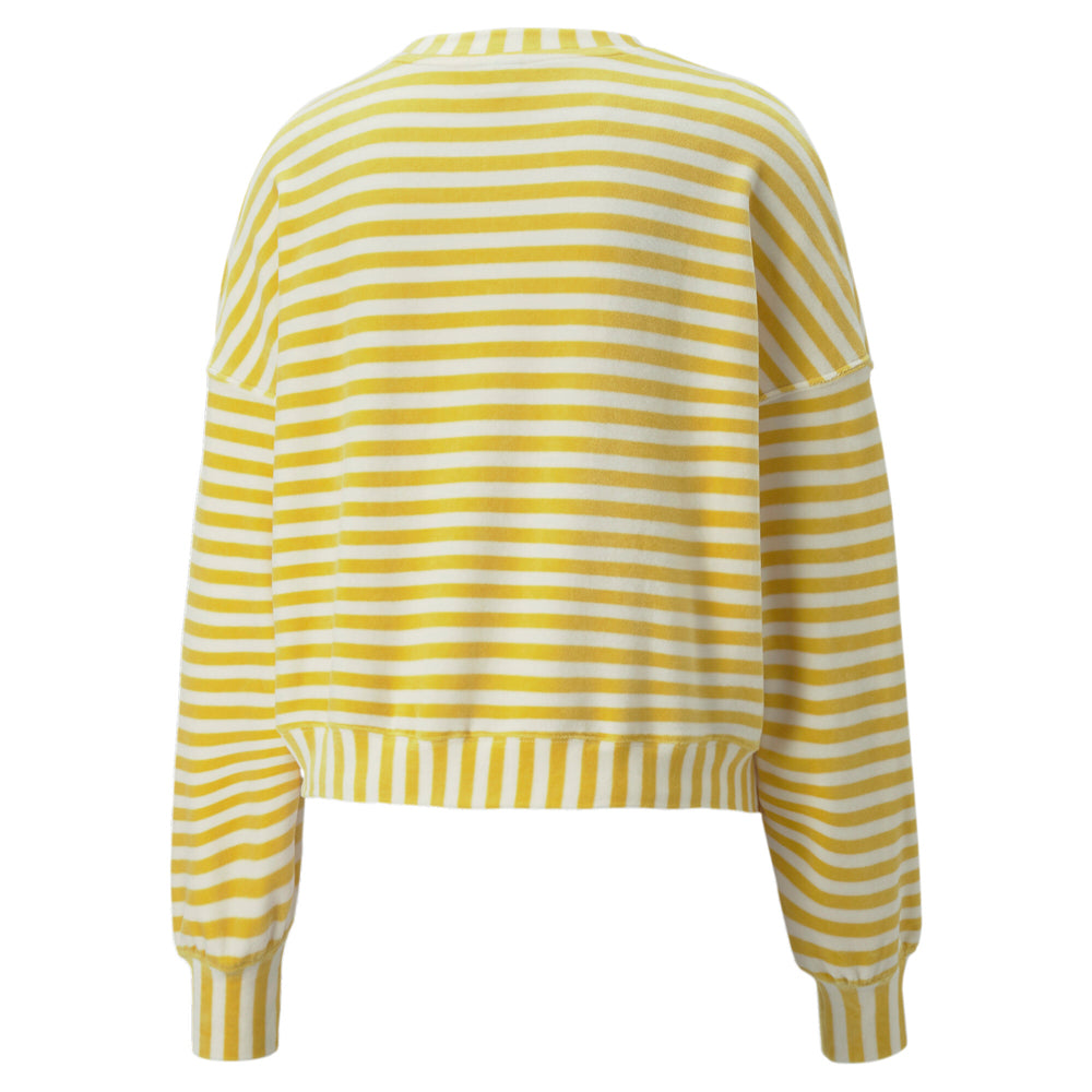 Downtown Velour Striped Crewneck Sweatshirt